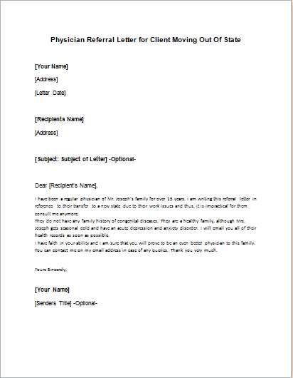 referral letter medical template