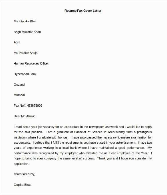 free cover letter template for resume in word