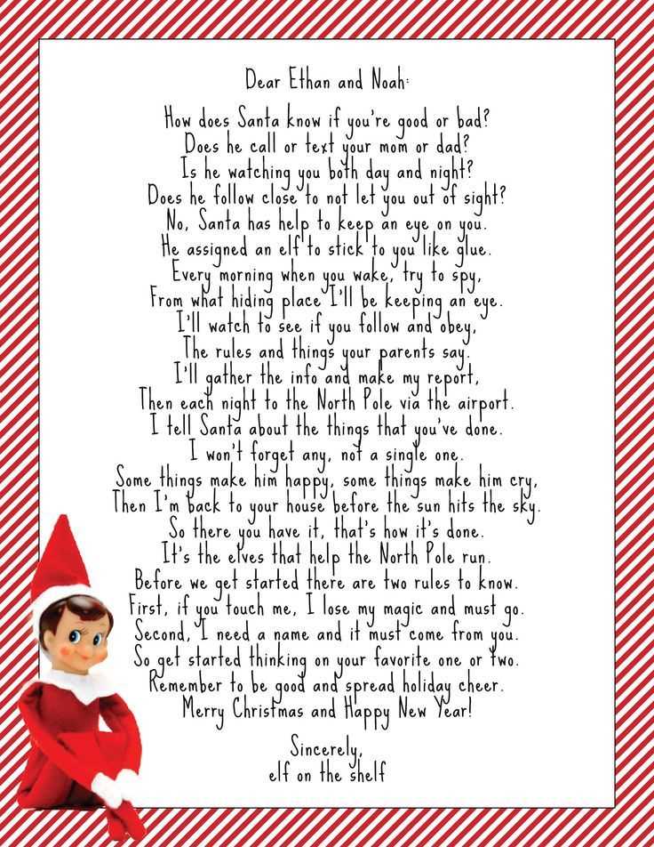 christmas letter template from elf on the shelf