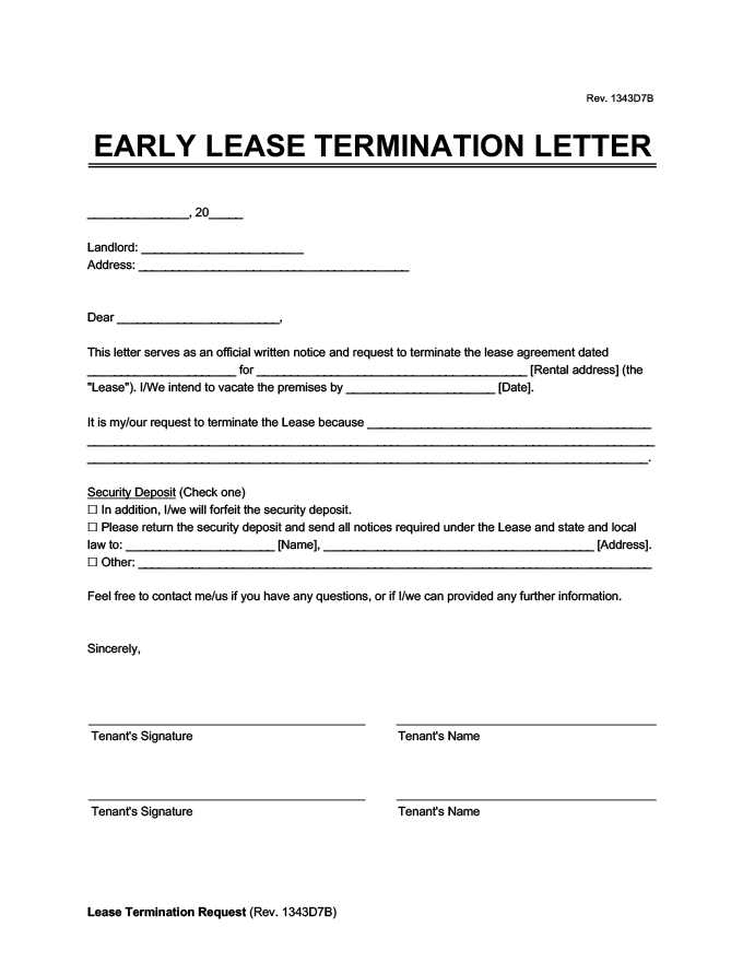 free lease termination letter template