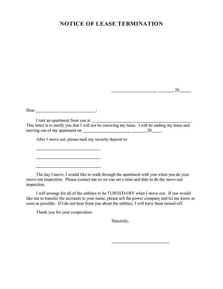 free lease termination letter template