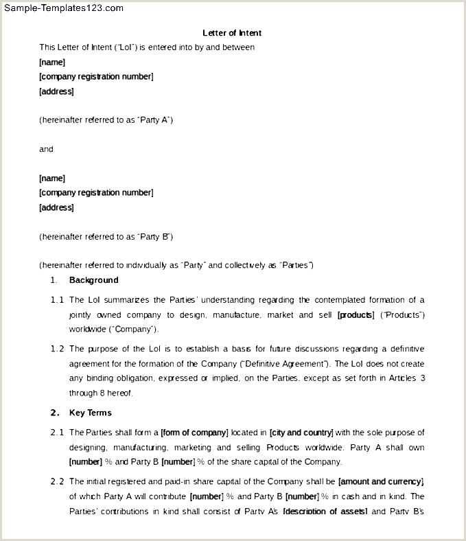 free letter of intent template