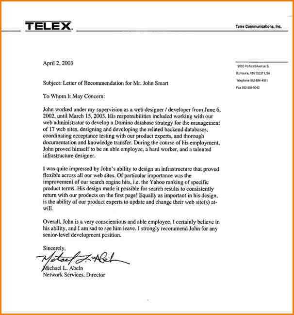 free letter of recommendation template for employee