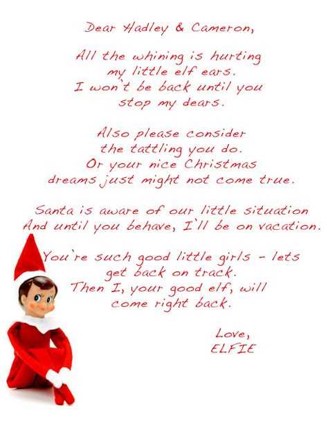 free letter template from elf on the shelf