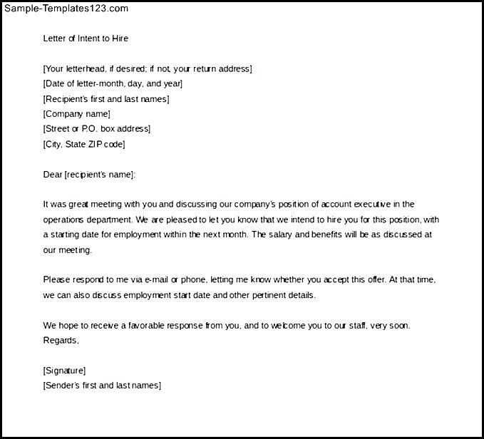 hiring letter template