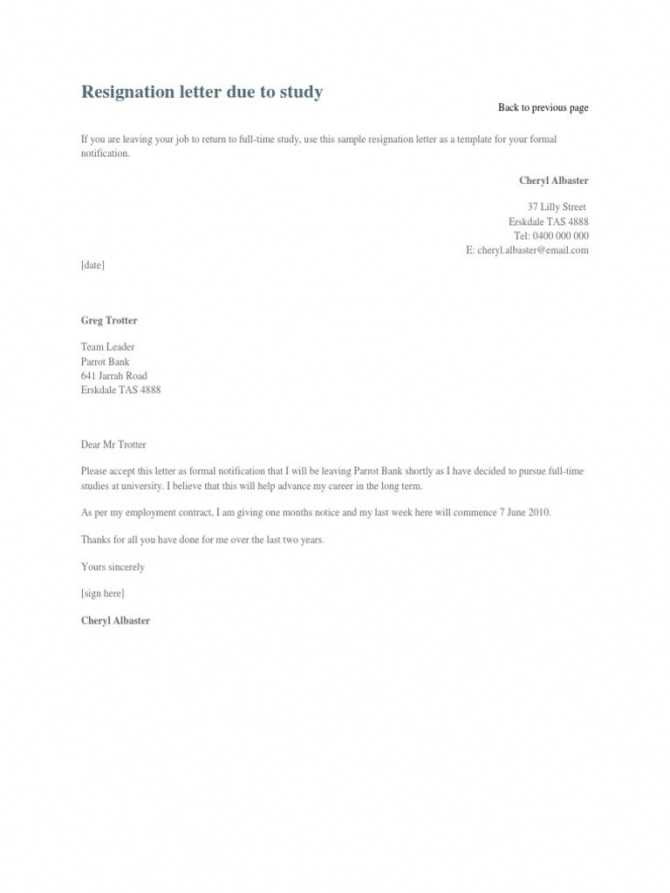 resignation letter after maternity leave template