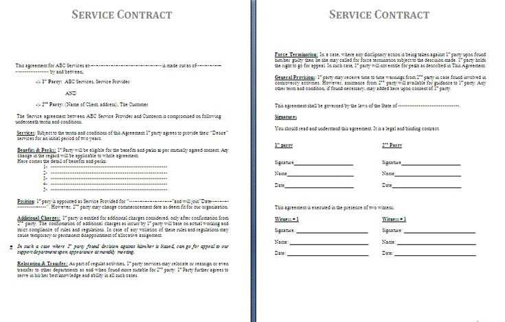 service agreement letter template