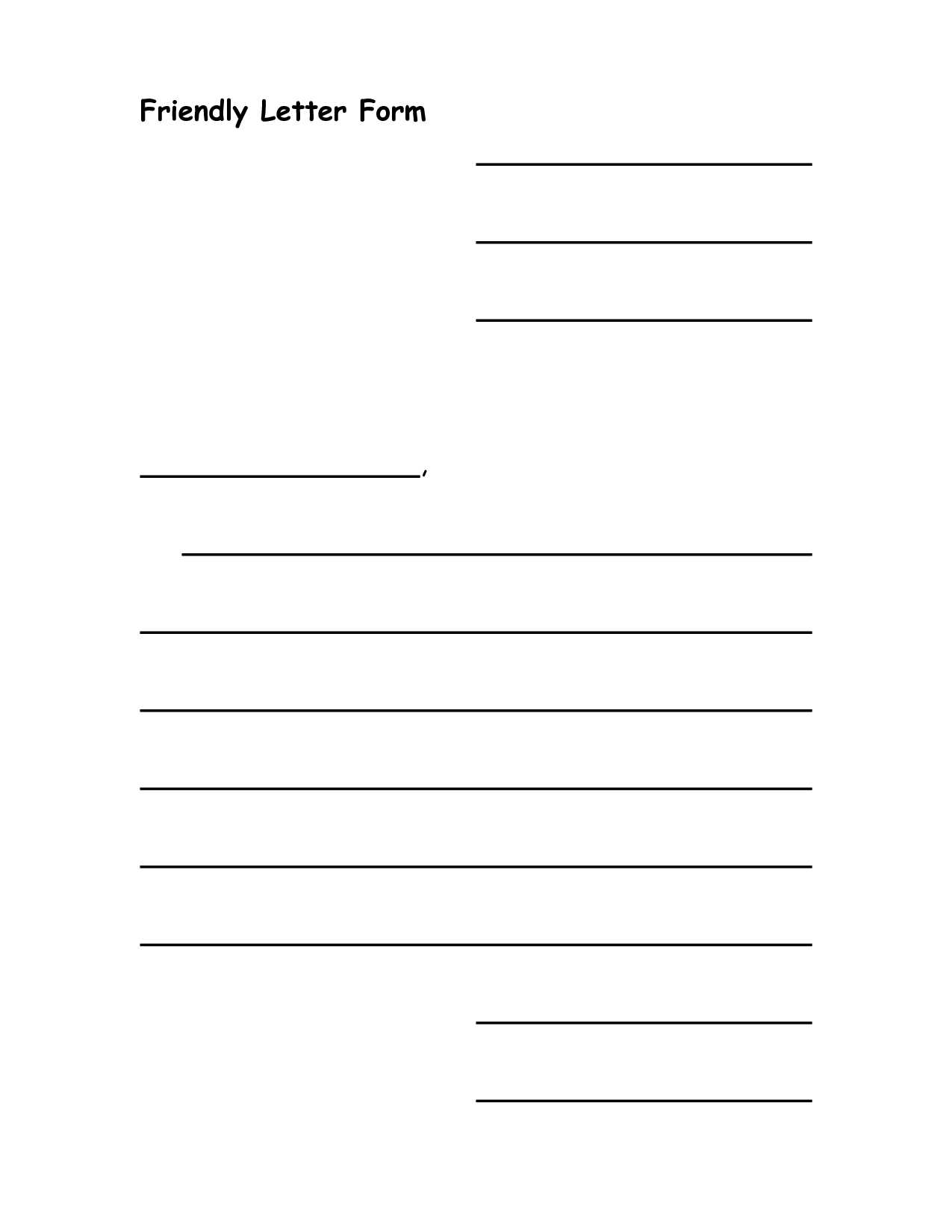template of a friendly letter