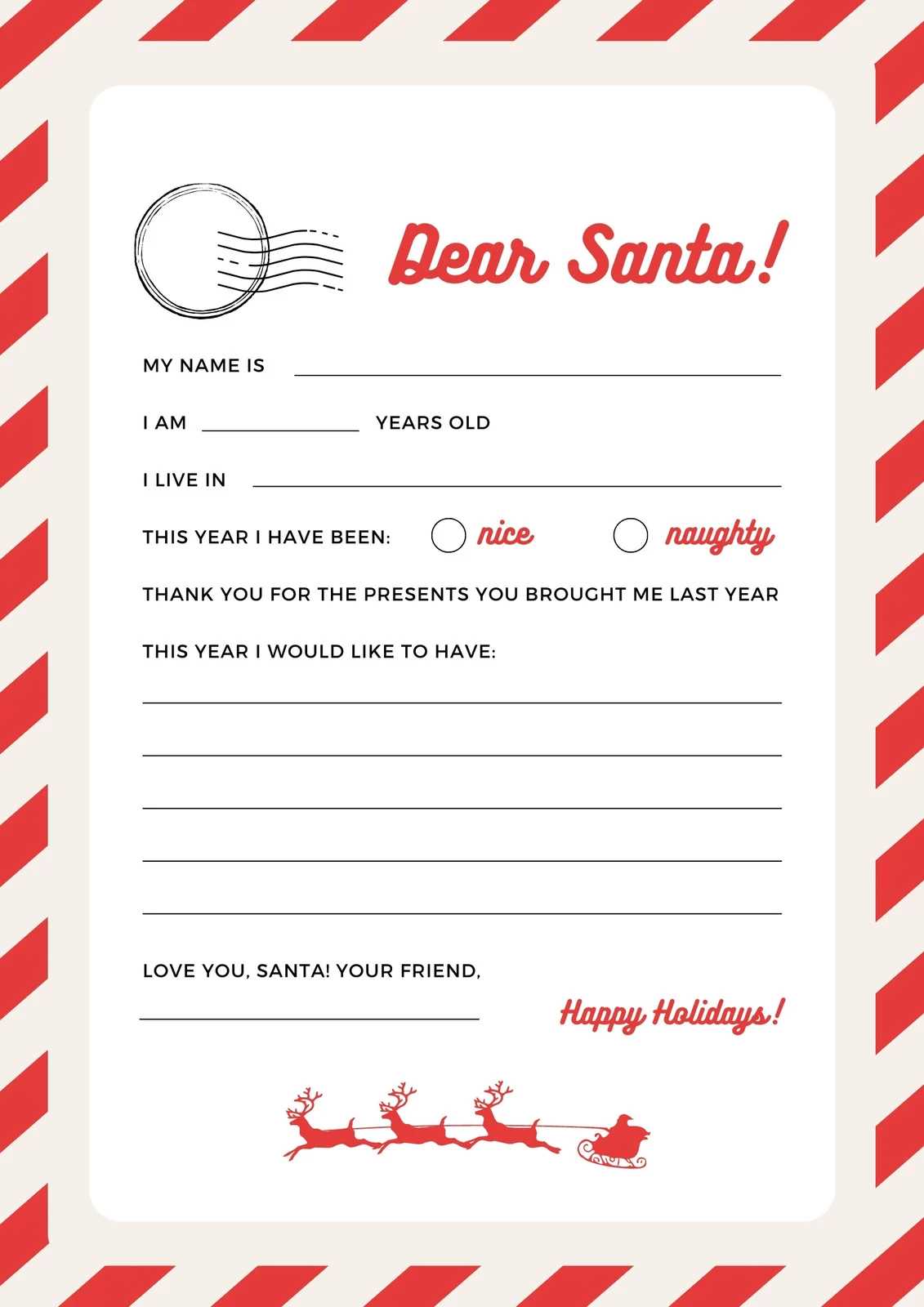 free printable from santa letter template