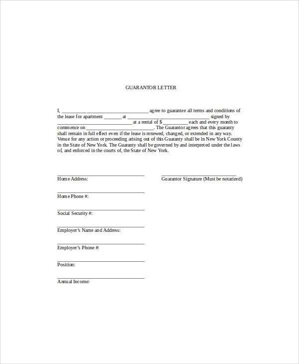 rental guarantor letter template australia