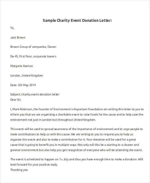 charitable contribution letter template