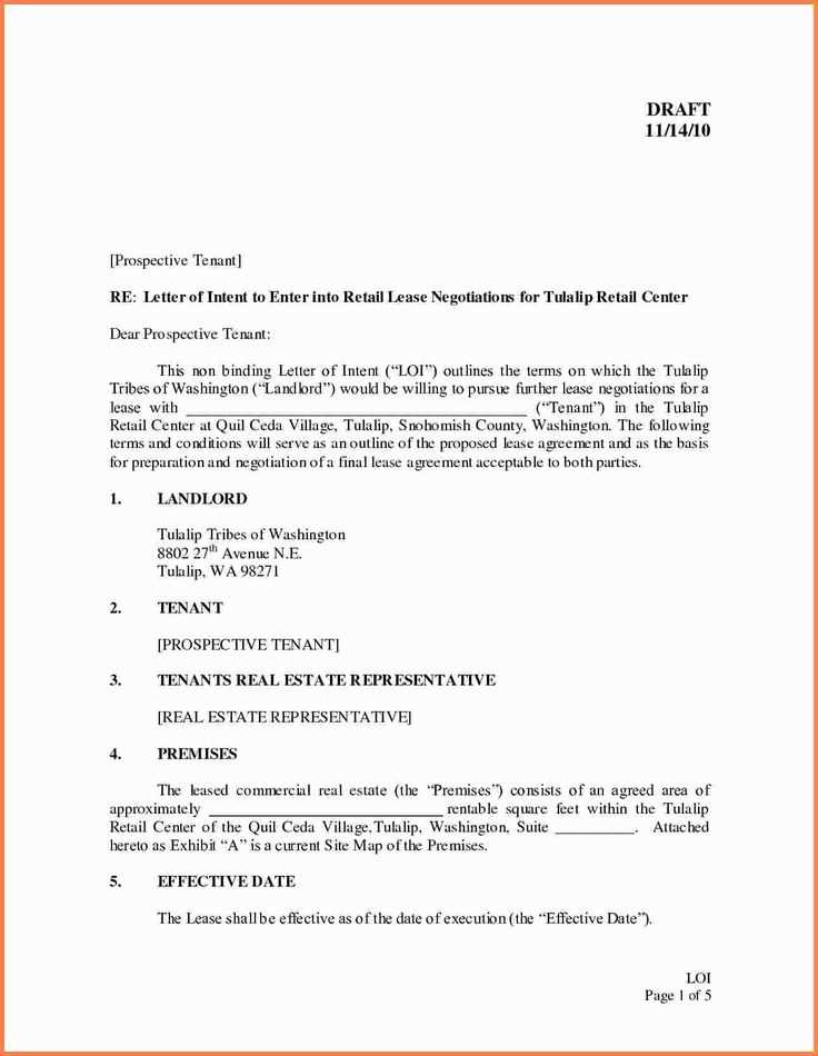 real estate letter of intent template