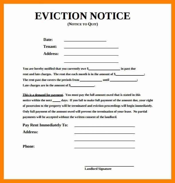 pre eviction warning letter template