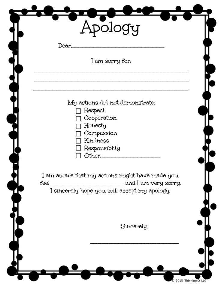 apology letter template for elementary students