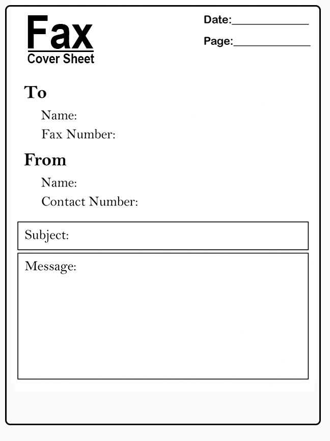 free printable fax cover letter template