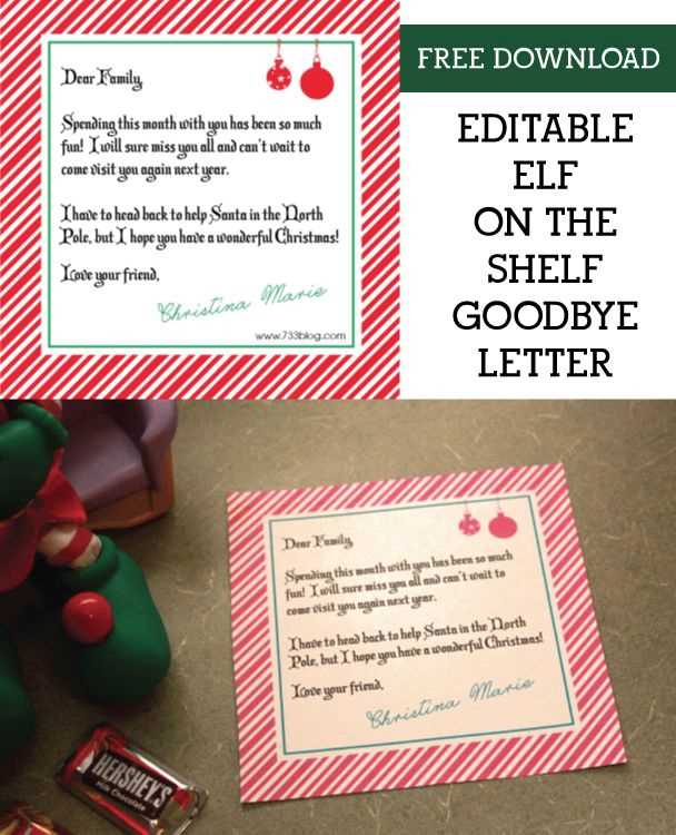 free printable goodbye elf letter template