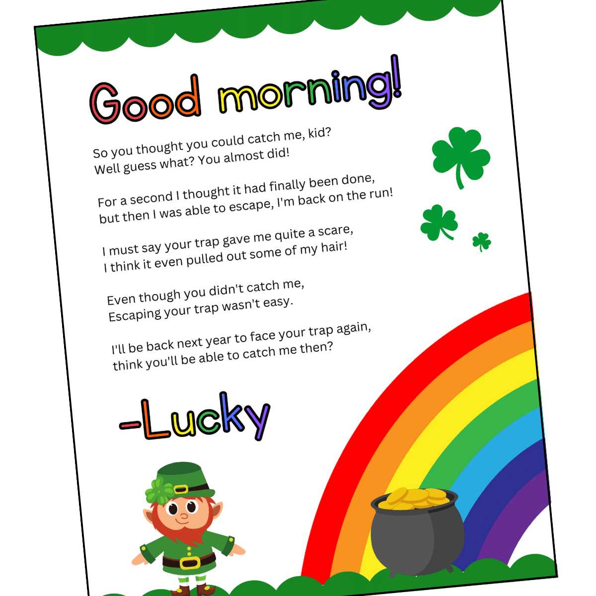 free printable leprechaun letter template