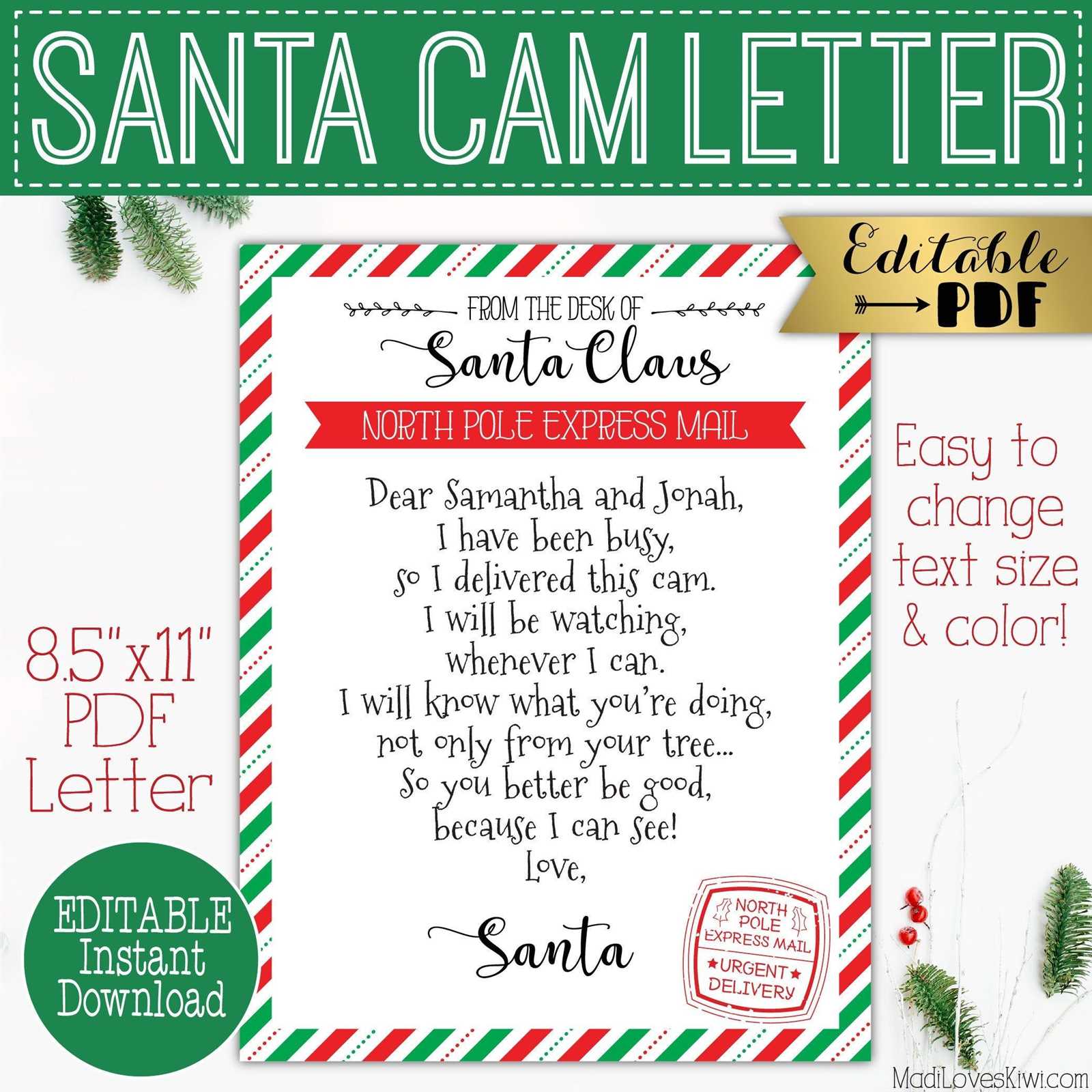 free printable santa cam letter printable template