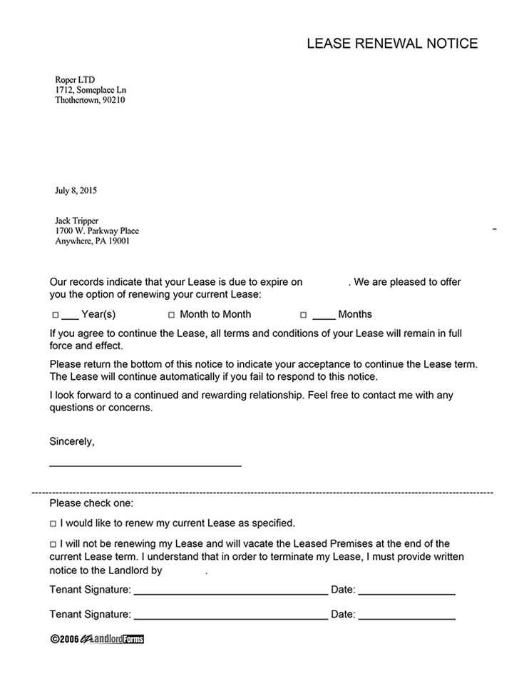 letter to landlord not renewing lease template