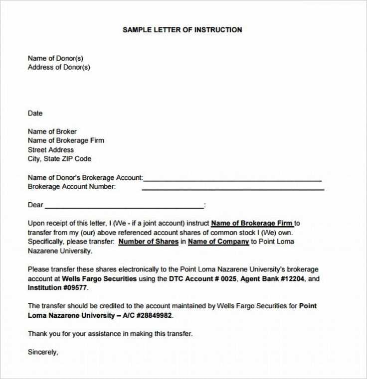 shippers letter of instruction template pdf