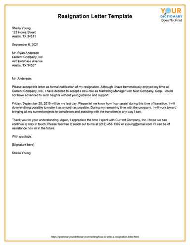 free short resignation letter template