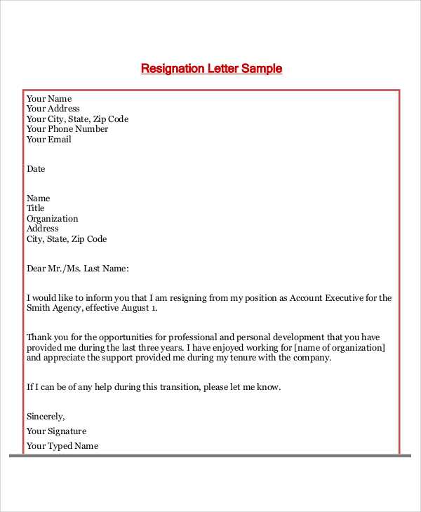 free short resignation letter template