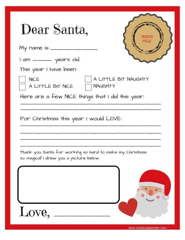 free template for a letter from santa