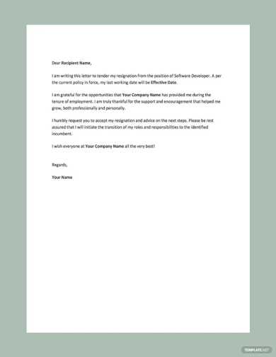 resignation letter template google docs