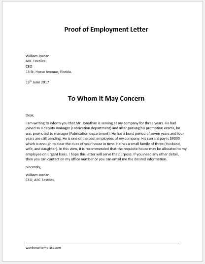 proof of business ownership letter template