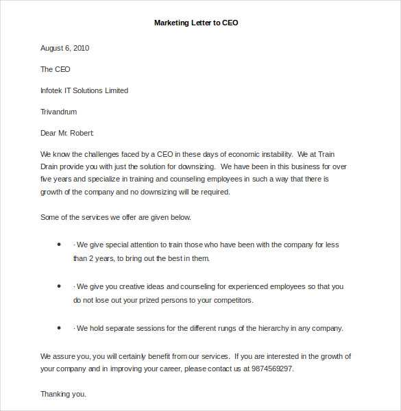 ceo letter template