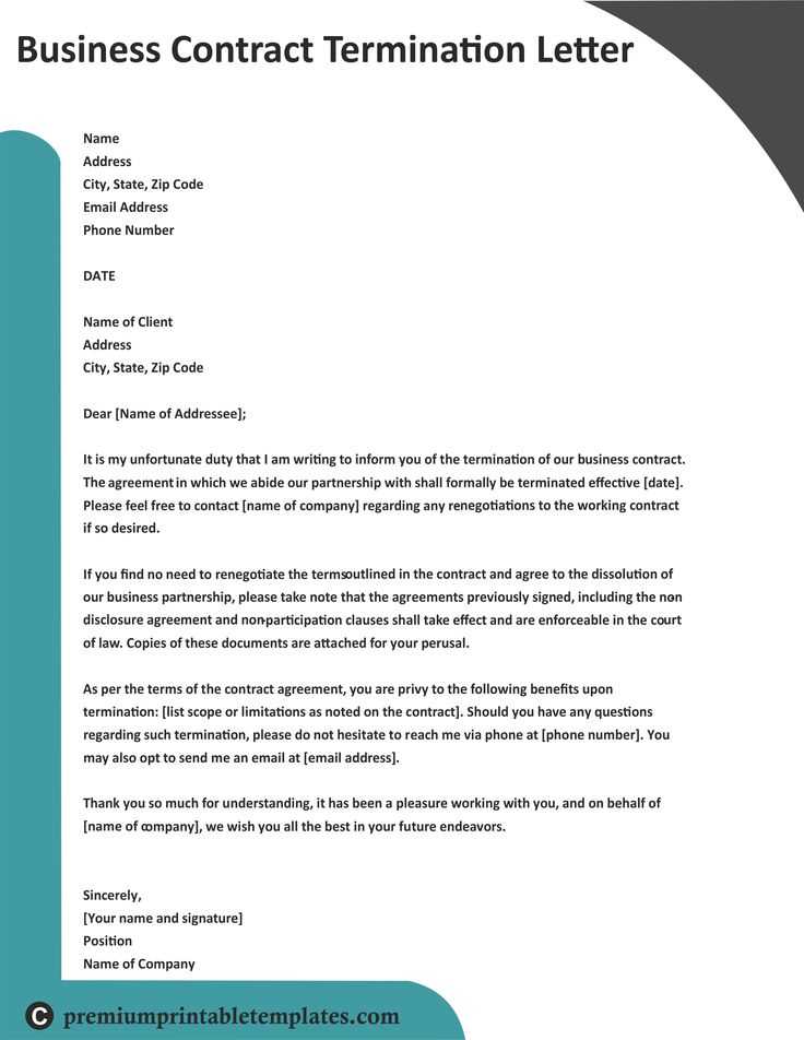 terminating contract letter template