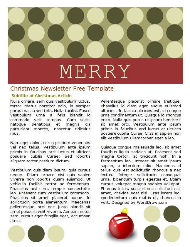 free word template christmas letter