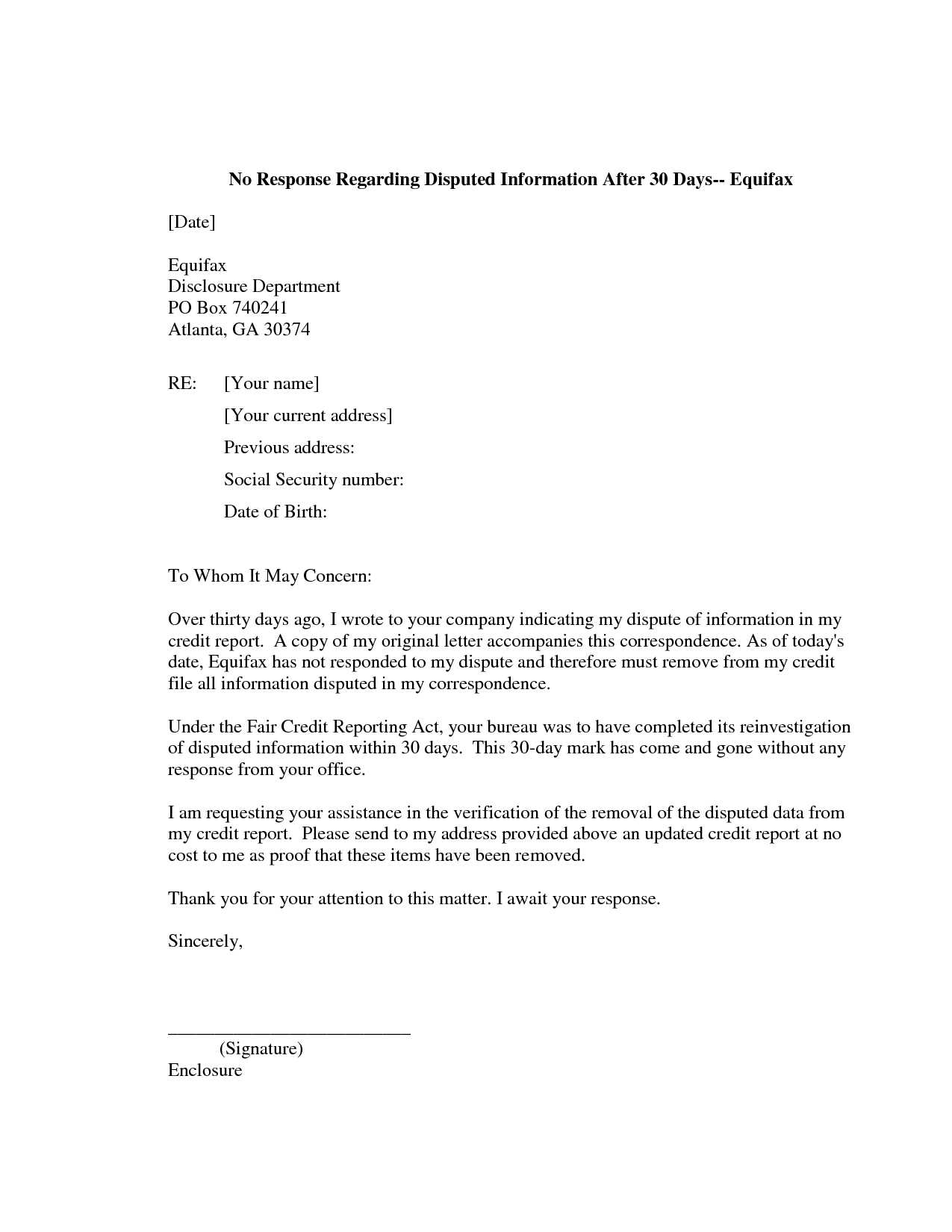 credit report request letter template