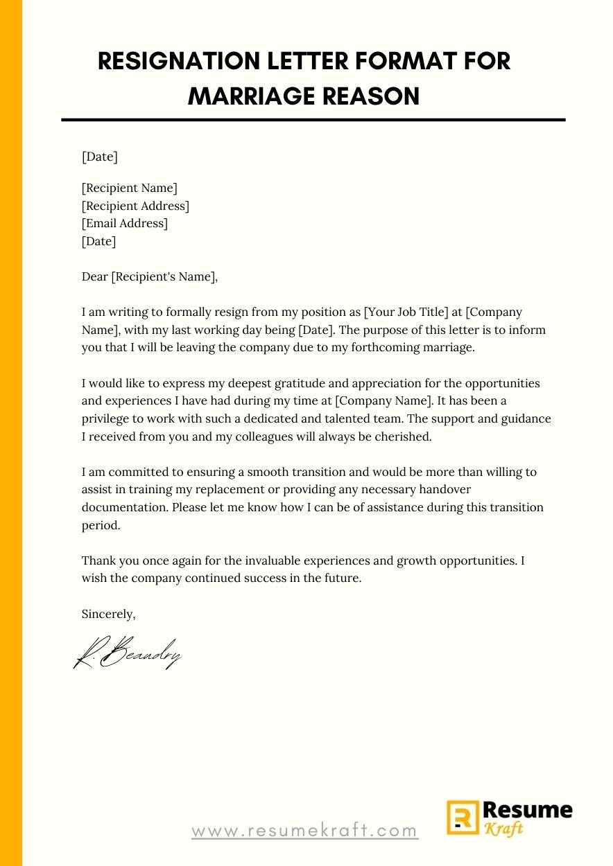 resignation letter for personal reasons template
