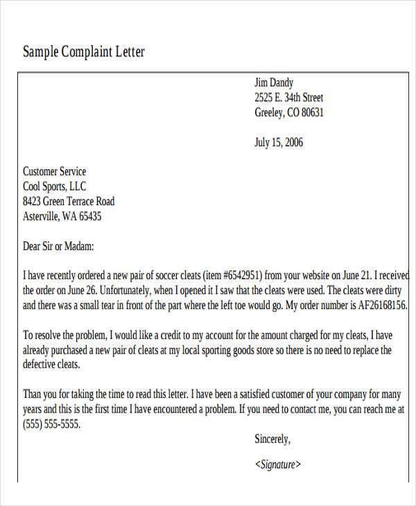 complaint letter to estate agent template