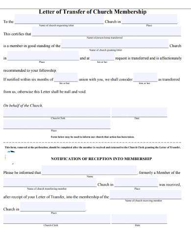 letter of transfer church membership template