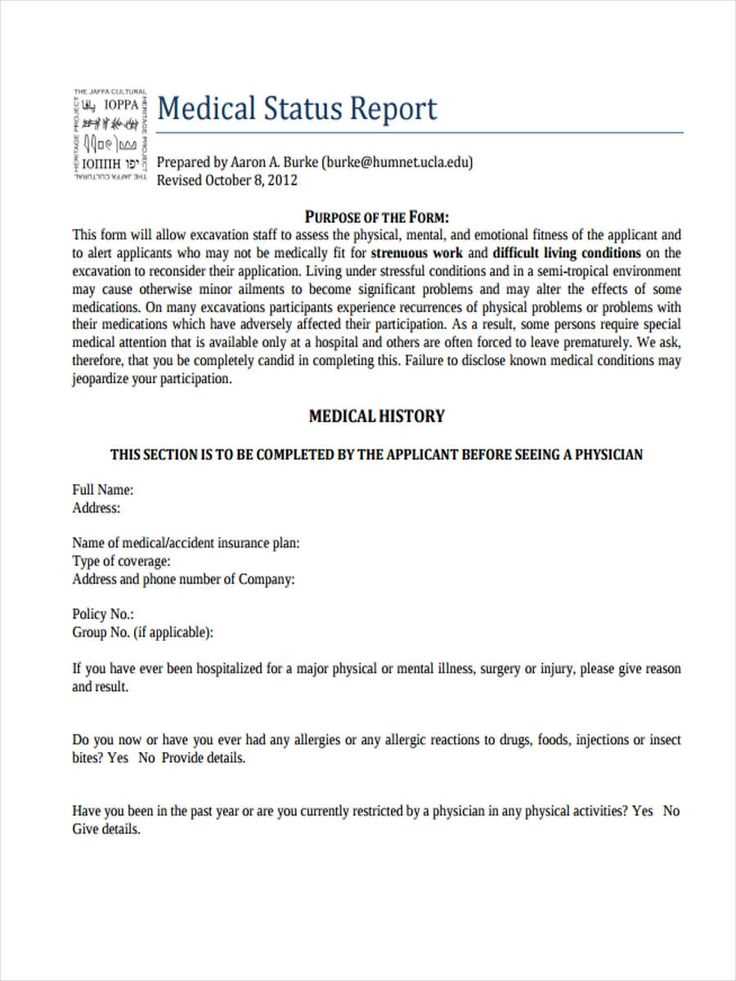 medical report template letter