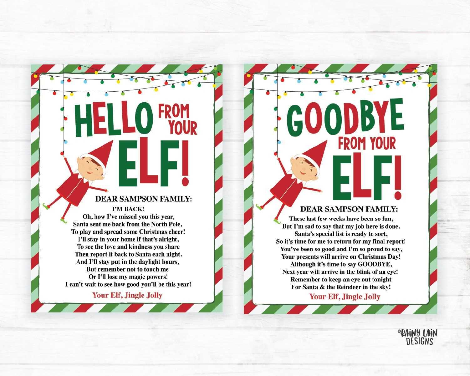 goodbye elf letter template free