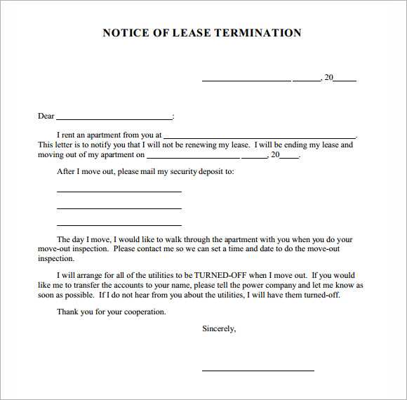 lease termination letter to tenant template