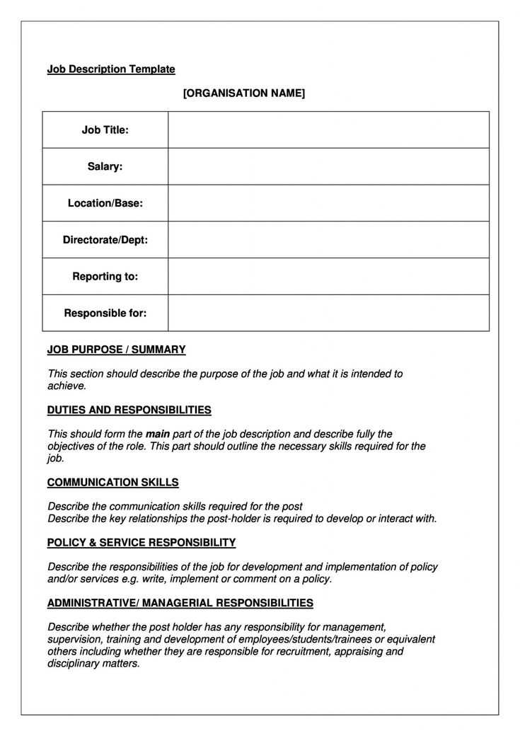 job description letter template