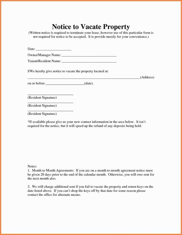 notice to vacate letter template word