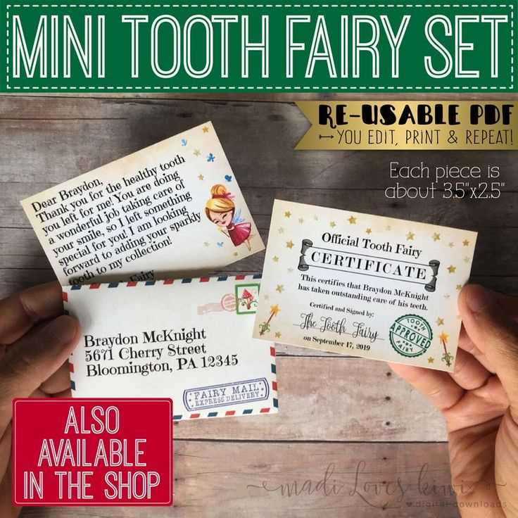 template free miniature free printable tooth fairy letter and envelope