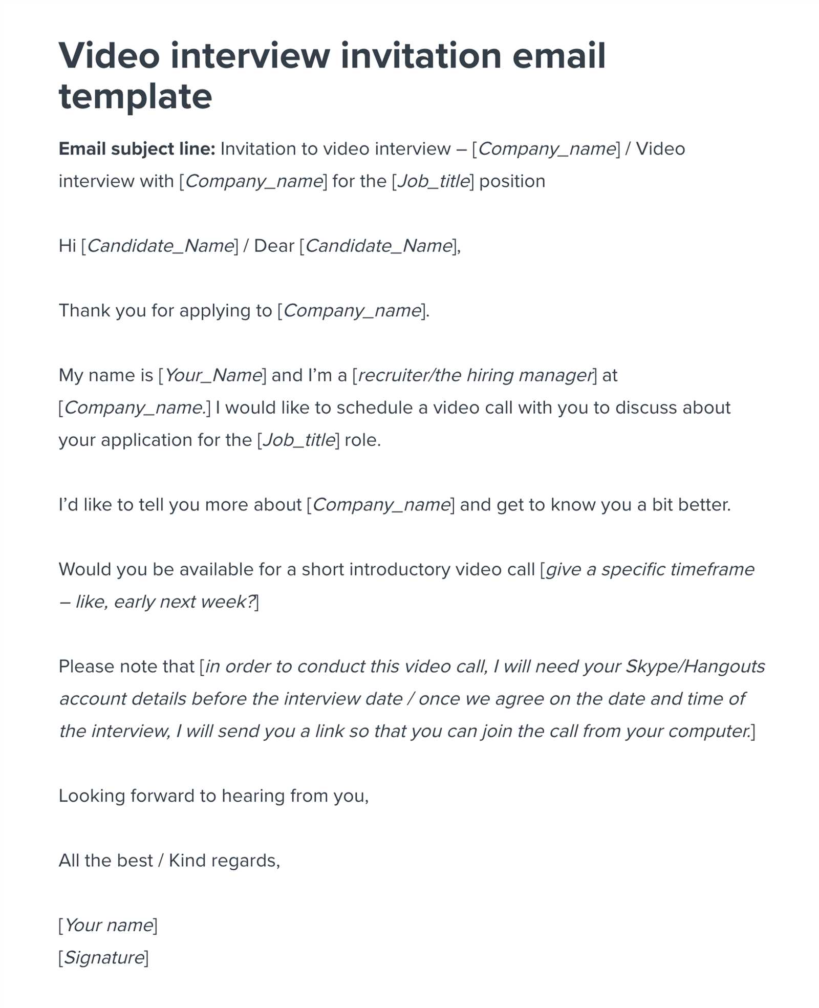 interview invitation letter template