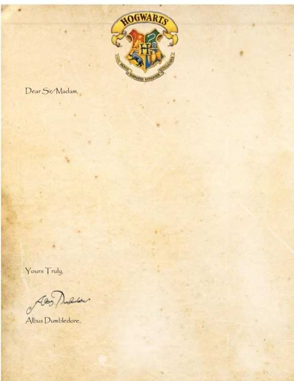 harry potter letter template free