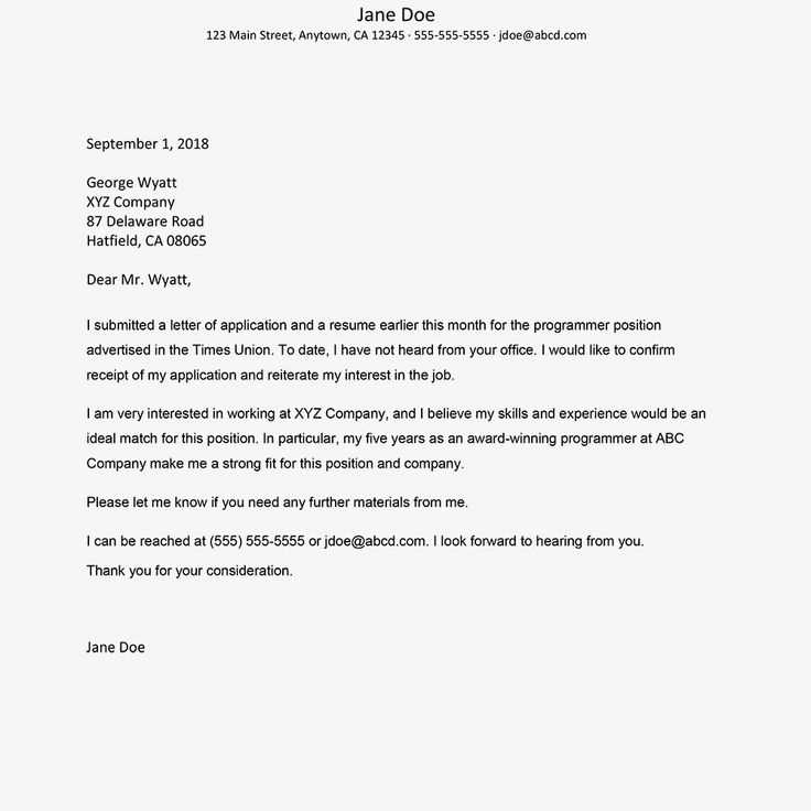 resume follow up letter template