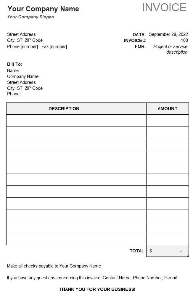 invoice letter template for professional services