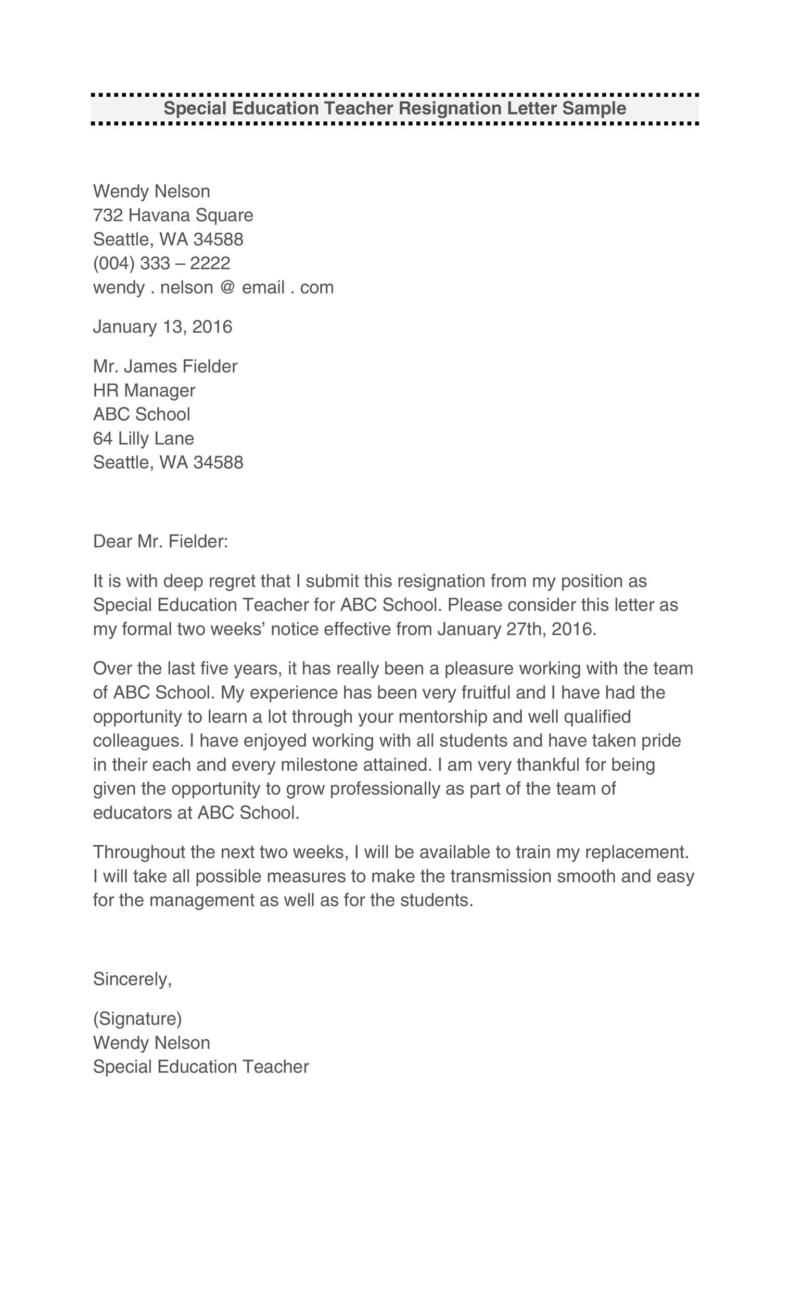 letter of resignation template word