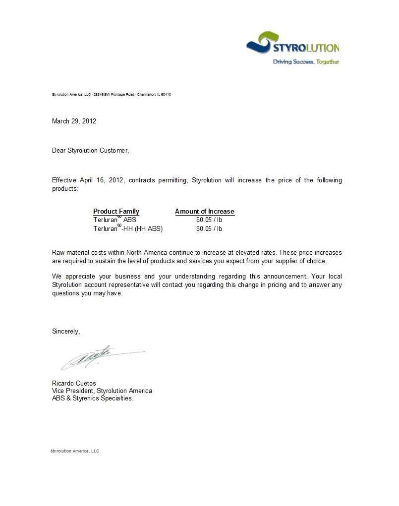 care home fee increase letter template