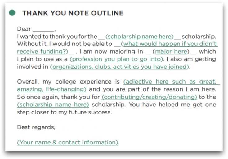 thank you scholarship letter template