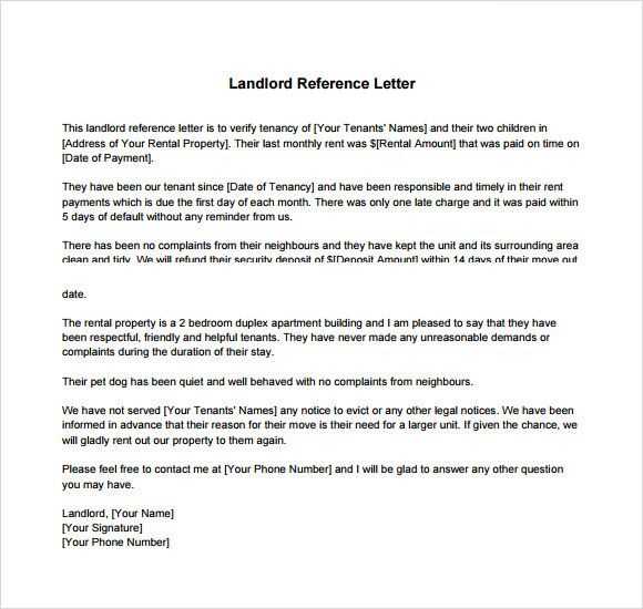 letter from landlord template
